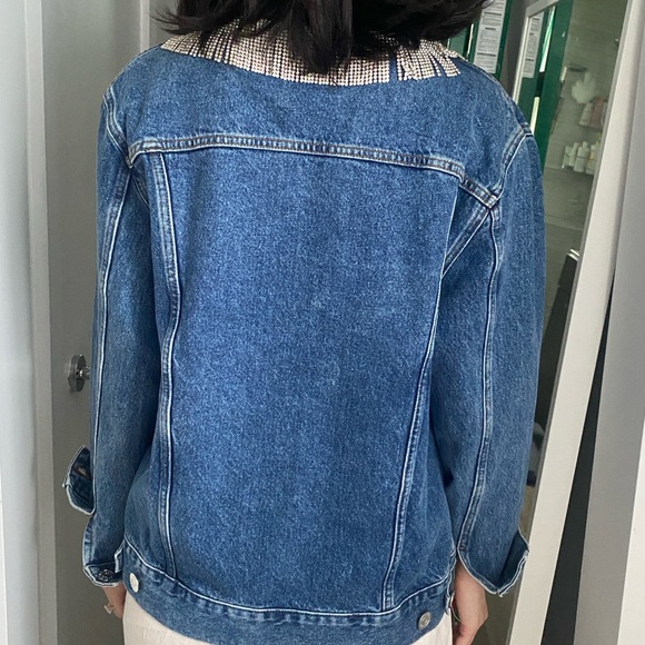 Sandro Denim Jacket with Rhinestone Fringe - Picture 4 of 8